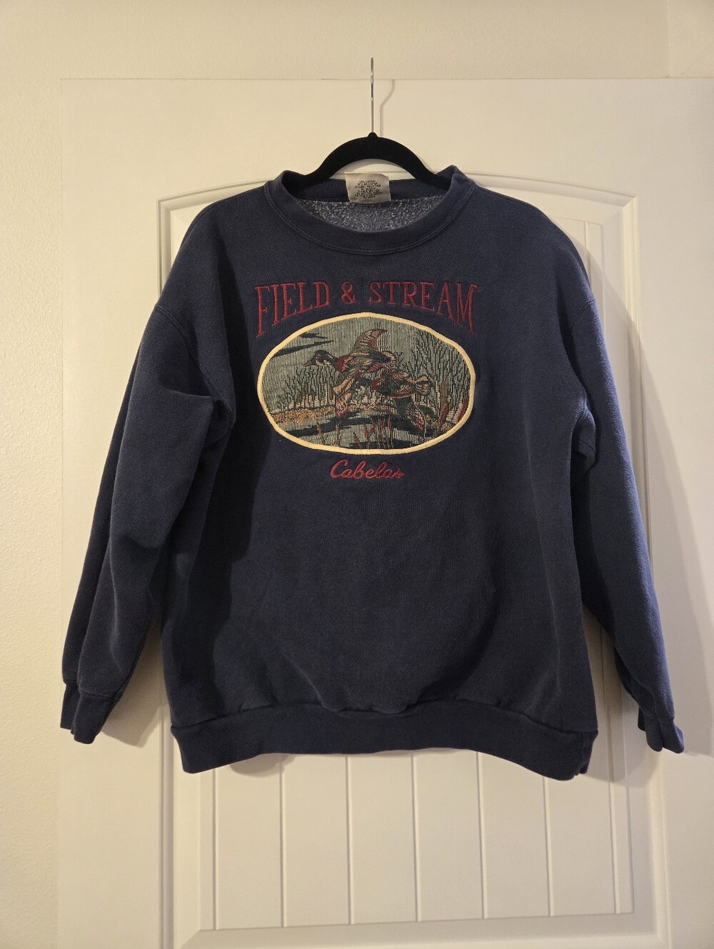 Vintage Cabelas Field & Stream Navy Crewneck Sweatshirt with Embroidery